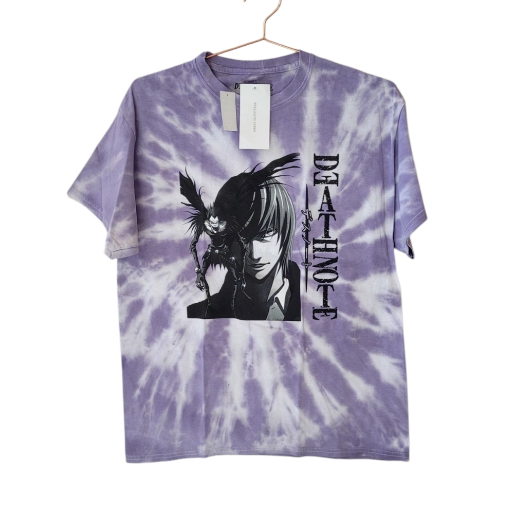 Death Note URBAN OUTFITTERS Purple Tie Dye Light & Ryuk Anime Shirt Size L